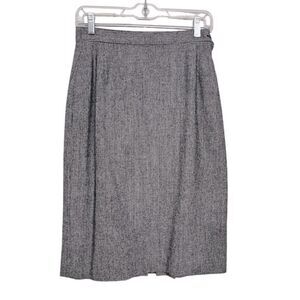 Vintage 80s Pendleton Virgin Wool Black White Houndstooth Check Plaid Midi Skirt